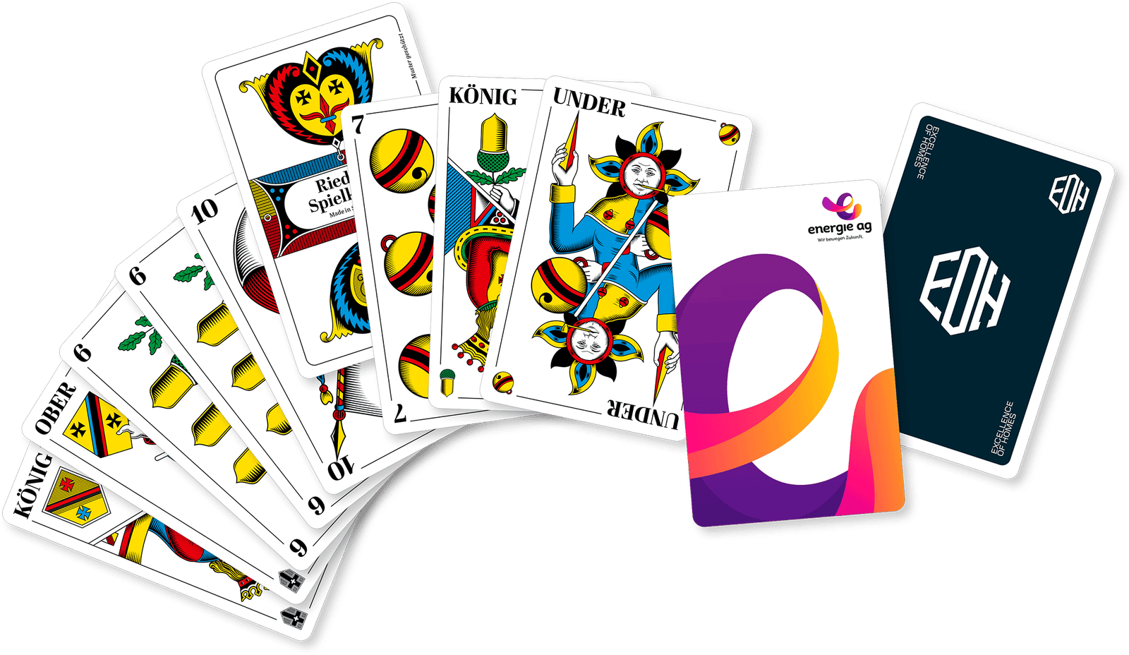 Deutschschweizer Jasskarten im Fächer